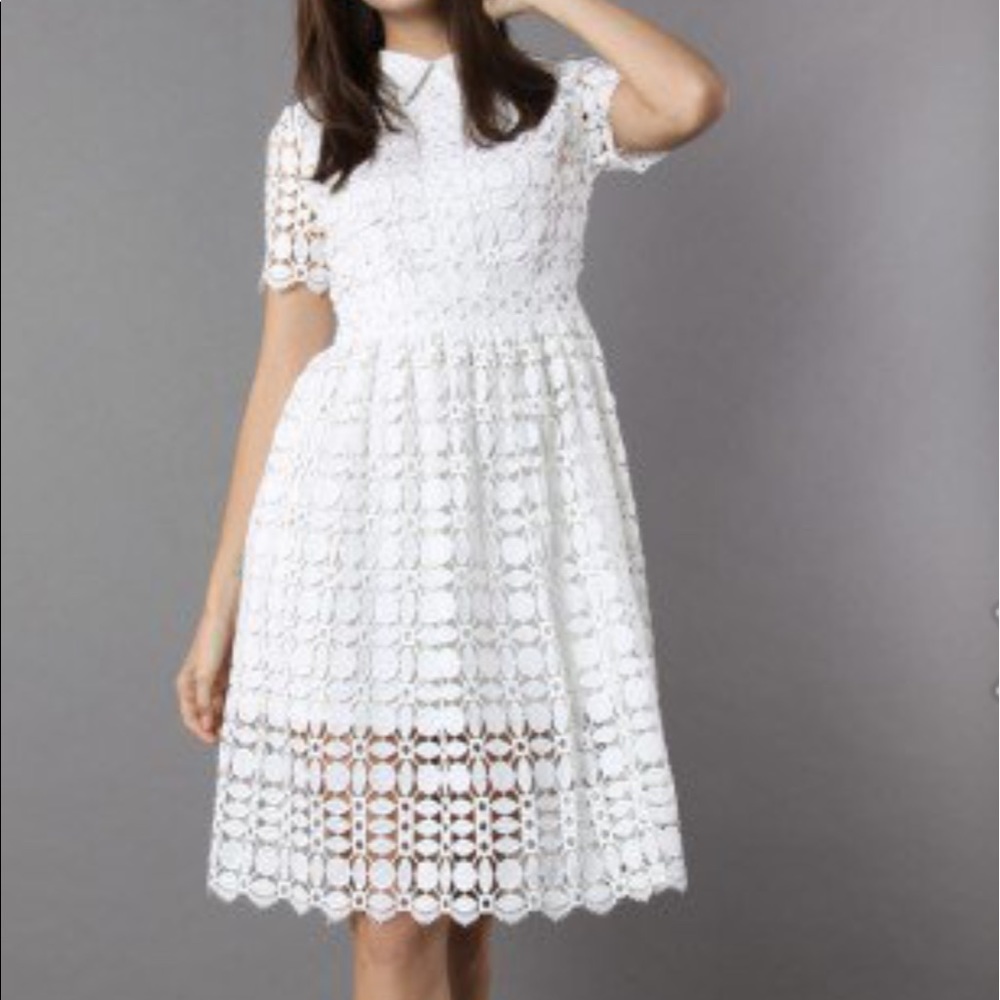 Chicwish Splendid White Crochet Dress